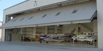 Airport hangar overhead door.